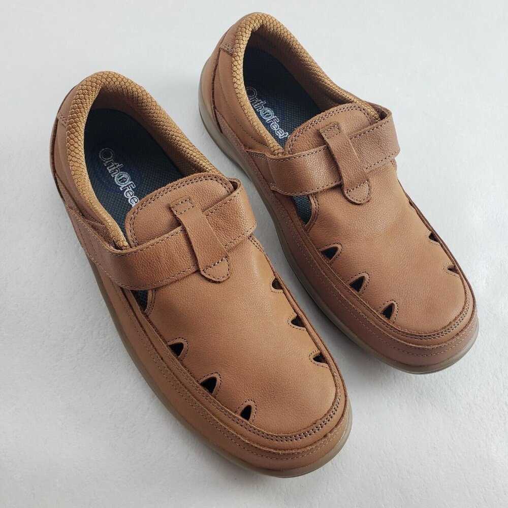 Orthofeet Savannah T Strap Shoe Womens 9.5 EE Brown Leather Orthopedic Diabetic